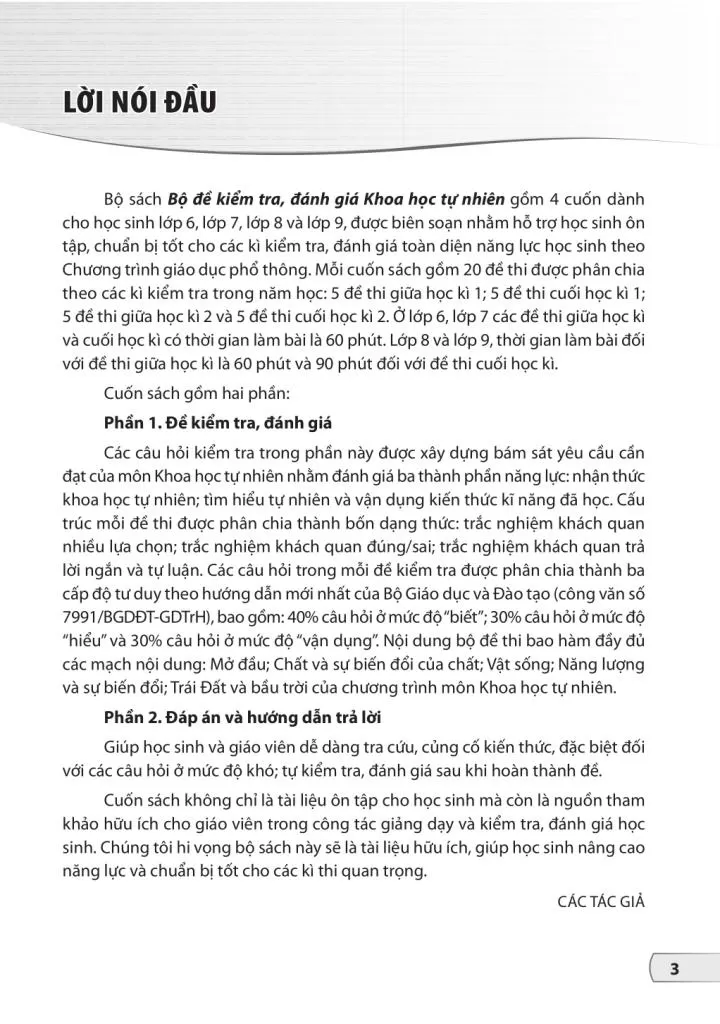 BỘ ĐỀ KIỂM TRA, ĐÁNH GIÁ KHOA HỌC TỰ NHIÊN LỚP 7 (Theo chương trình GDPT 2018)